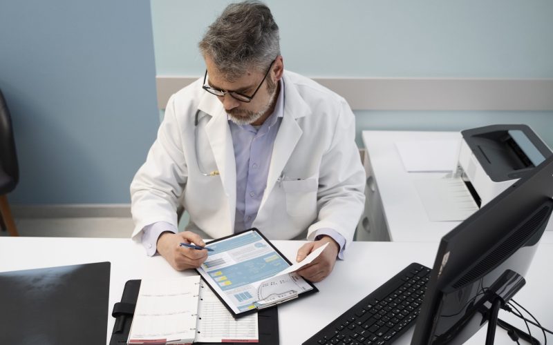 medium-shot-doctor-filling-document-high-angle